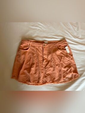 Anthropologie Frayed Hem Orange Denim Skirt NWT